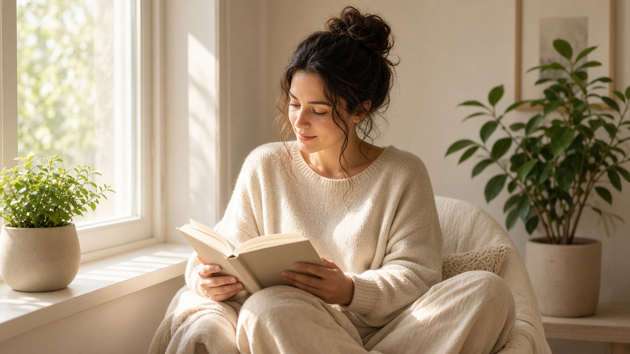 A person reading beside a bright window